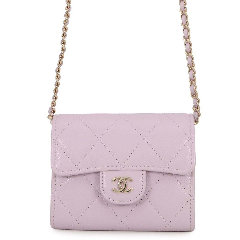 CHANEL Pink Caviar Leather Logo Wallet - Picture 1 of 12
